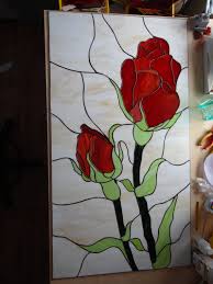 Roses Panel Stained Glass Panel Wall