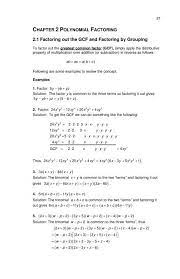 Polynomial Factoring 2 1 Factoring Out