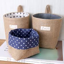 Hanging Bag Jute Storage Basket Pocket