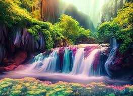 beautiful waterfall nature scenery of