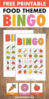 How to assemble number bingo cards: Free Printable Bingo For Kids Food Themed Pjs And Paint