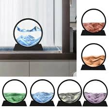 7/12 Inch Home Accessories Moving Sand Art Picture Round Glass 3D
