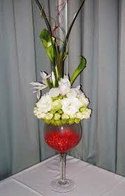 Wine Glass Centerpiece Flower