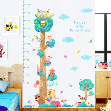 Us 9 71 30 Off Forest Tree Height Measure Wall Stickers For Kids Rooms Animal Monkey Child Growth Chart Wall Decal Cartoon Baby Room Decoration In