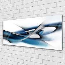 Glass Wall Art Abstract Art Grey Blue