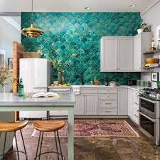 Farmhouse kitchen colors vary and will depend on your cabinetry, countertop, and rustic decor. Teal Tile Backsplash Kitchen Ideas Photos Houzz Backsplash Houzz Ideas Kitchen Photos Teal T Modern Kitchen Design Eclectic Kitchen Kitchen Design Trends