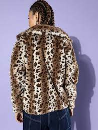 Buy Printed Faux Fur Jacket From