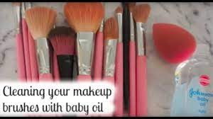 clean makeup brushes with baby oil