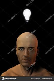 Bald Man Light Bulb Head Human Elements Were Created