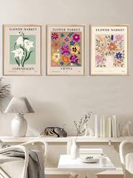 Set Of 3 Flower Posters For Living Room