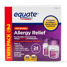 Equate Allergy Relief Fexofenadine Tablets 180mg 60 Ct