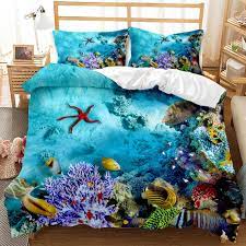 Comforter Set Queen Blue Beach Bedding
