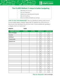 Free Budget Worksheet The Clark Method To Create A Monthly Budget