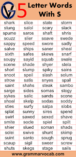 five letter words that start with s