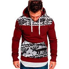 Christmas Hoodie Men Vanvler Male Patchwork Sweatshirt Plus Size Vintage Top Blouse Autumn Winter Clearance