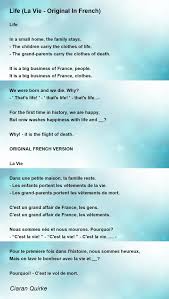 life la vie original in french poem