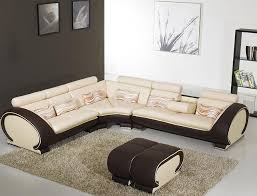 beige and brown leather sectional sofa
