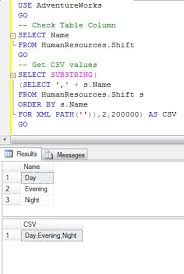 sql server comma separated values