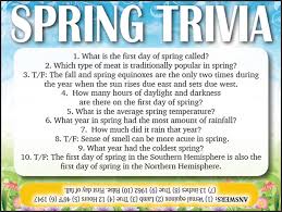 Our online spring trivia quizzes can be adapted to suit your requirements for taking some of the top spring quizzes. Spring Trivia Jamestown Gazette