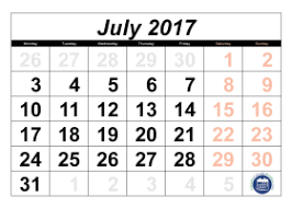 July 2017 Calendar With Holidays Archives Printable