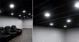 Our Painted Basement Ceiling Black