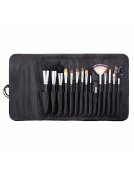 set of 15 black handle makeup brushes