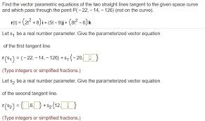 Find The Vector Parametric Equations Of
