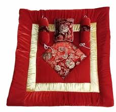 Rose Printed Red Velvet Baby Bedding Set