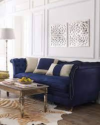 decorate home with blue velvet sofa