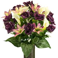 Then have a look at our funeral flower collection. Sympathy Silks Artificial Cemetery Flowers Realistic Outdoor Grave Decorations Non Bleed Colors And Easy Fit Purple Rose With Cream Tiger Lily With Flower Holder Buy Online In Botswana At