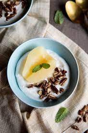 canned pear dessert w coconut yogurt