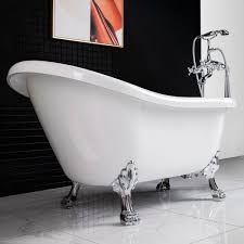 Check spelling or type a new query. á… Woodbridge 59 Heavy Duty Acrylic Slipper Clawfoot Bath Tub With Chrome Feet Chrome Drain Overflow Woodbridge