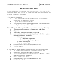 Literary Essay Outline Sample English 102 Writing About