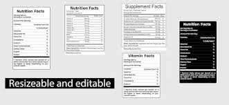 nutrition facts label vectors