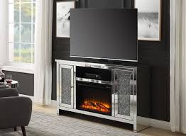 Clyde Mirrored Media Console Fireplace