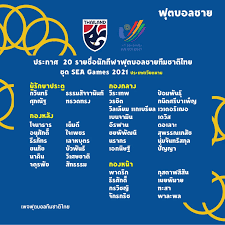 เปิดรายชื่อนักฟุตบอล ทีมชาติไทย ชุดลุยซีเกมส์ 2021 ที่ประเทศเวียดนาม