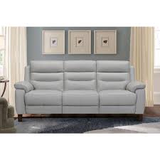 Dove Gray Leather Power Reclining Sofa