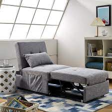 Modern 26 In W Gray Polyester 4 In 1 Function Twin Size Folding Ottoman Sofa Bed