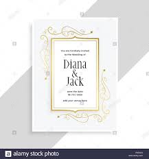 Elegant Golden Floral Frame Wedding Invitation Card Design