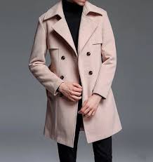 Luxury Men Trench Coat Pink Double
