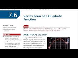 Fm 20 7 6 Vertex Form Of A Quadratic