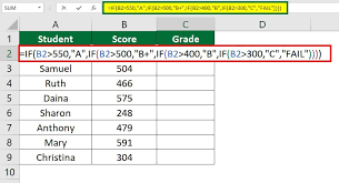 how to use formula for grade in excel