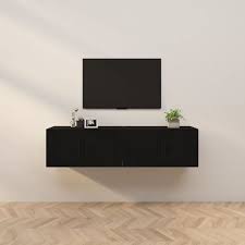 Wall Mounted Tv Cabinets 2 Pcs Black