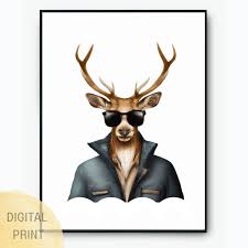 Deer Quirky Animal Head Human