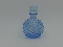 Vintage depression era pink glass creamer sugar set wheel etched floral pattern. Vintage Light Blue Depression Cut Glass Perfume Bottle W Dauber Ebay