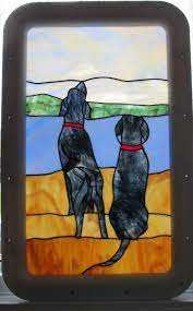 Black Labs Stained Glass In Rv Door