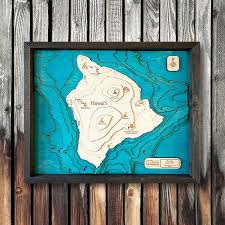 Hawaii 3d Wood Map Nautical Wall Art