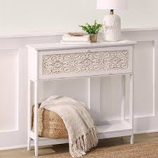 Slim Carved Design Console Tables With