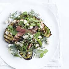 Grilled Lamb And Aubergine With Feta And Mint Salad