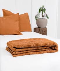 linen waffle bedspread available in